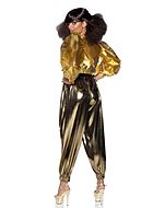 70s disco diva, costume top and pants, puff sleeves